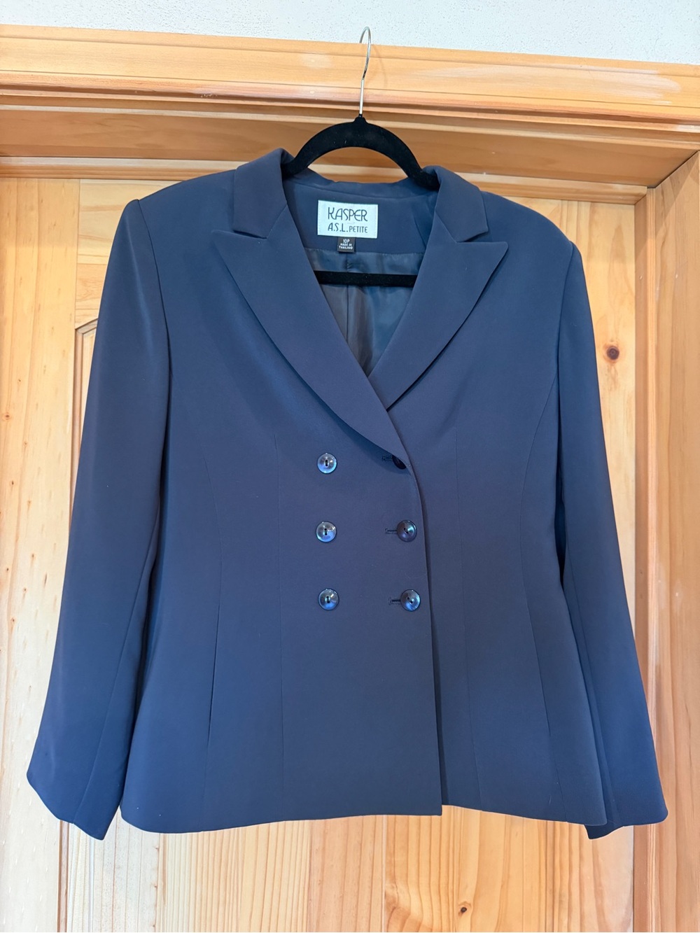 Kasper Navy Double-Breasted Blazer Jacket